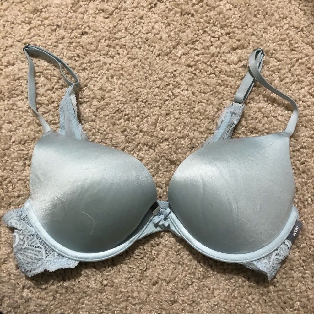Light blue silky Aerie bra with lace
